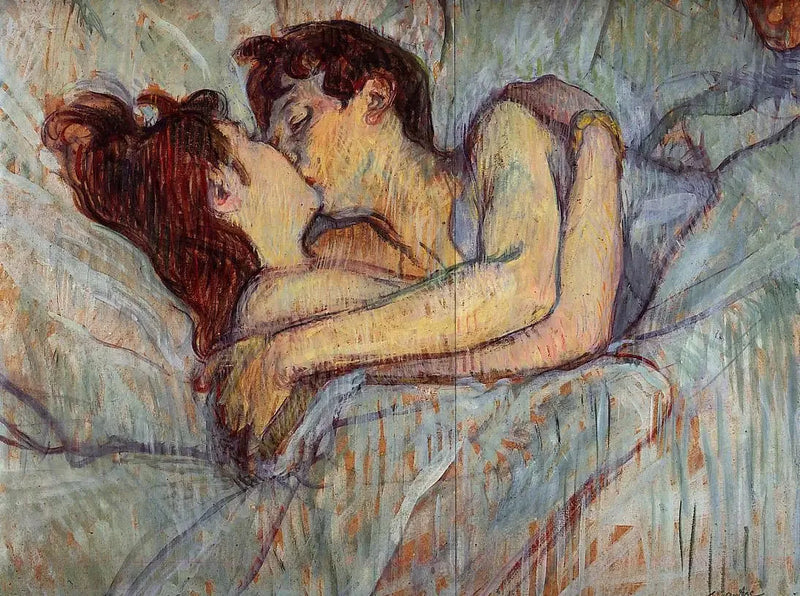 Vuoteessa, suudelma - Henri de Toulouse-Lautrec