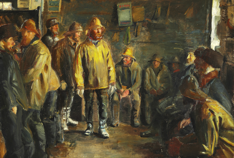 Ruokakaupassa, talvipäivänä, kun ei ole kalastusta, opiskele - Michael Peter Ancher
