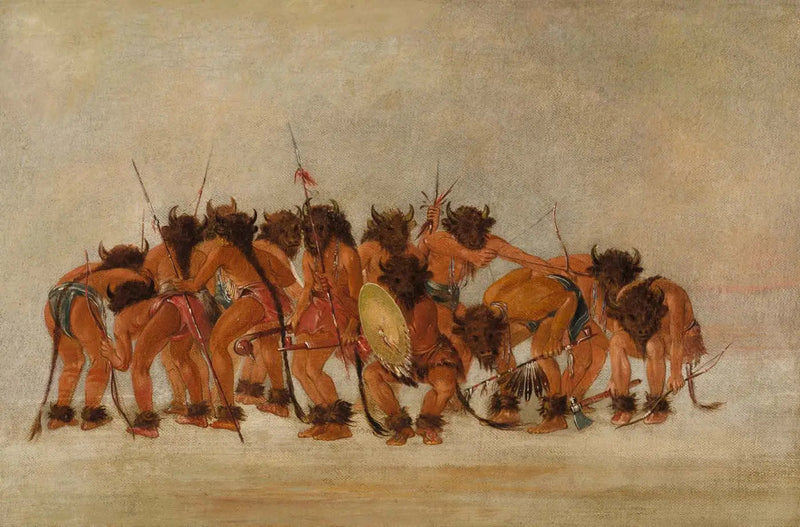 Bisonin tanssi, Mandan - George Catlin
