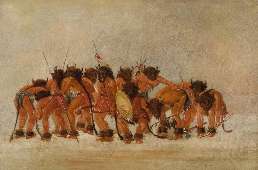 Bisonin tanssi, Mandan - George Catlin