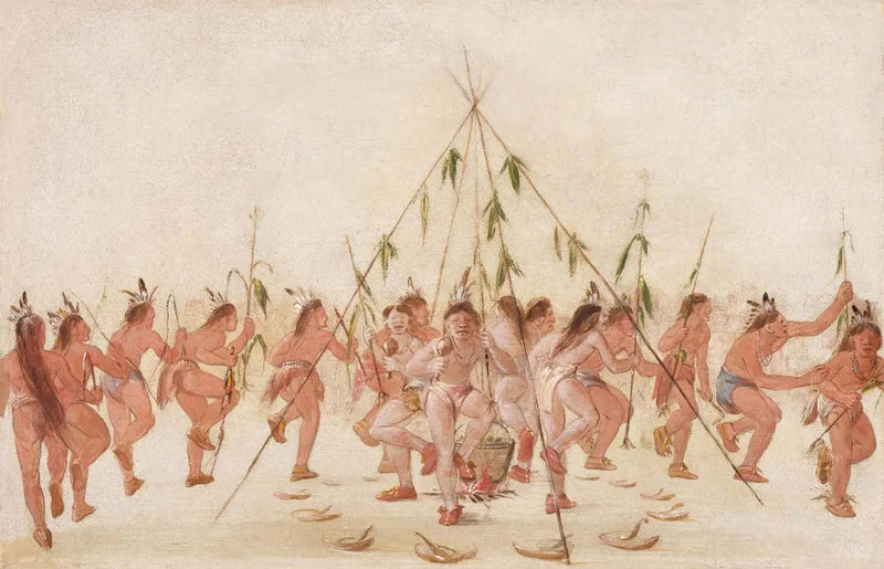 Vihreän maissin tanssi, Hidatsa - George Catlin