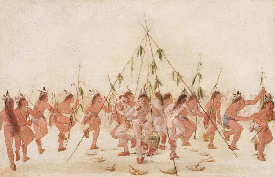 Vihreän maissin tanssi, Hidatsa - George Catlin