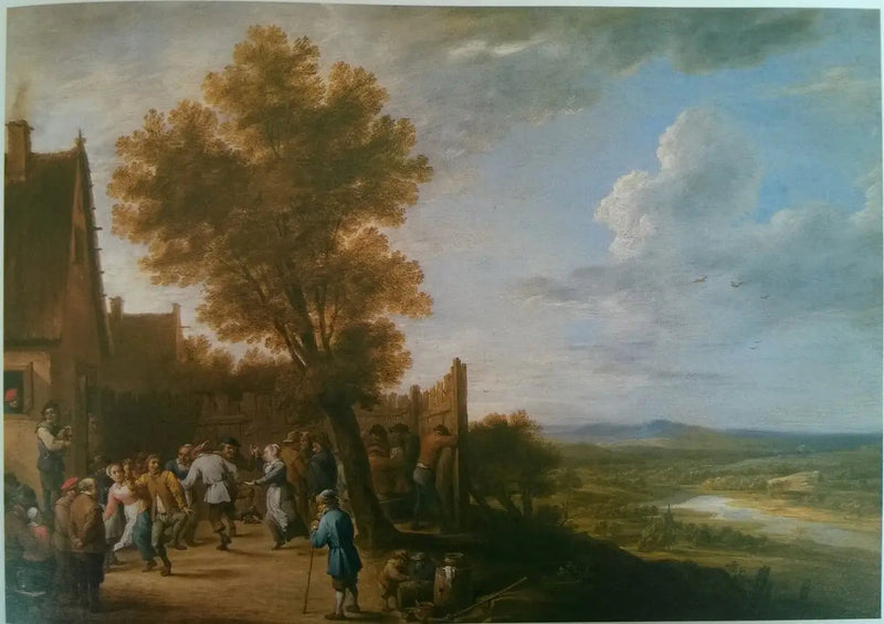 Kylän tanssi joen näkymällä - David Teniers nuorempi