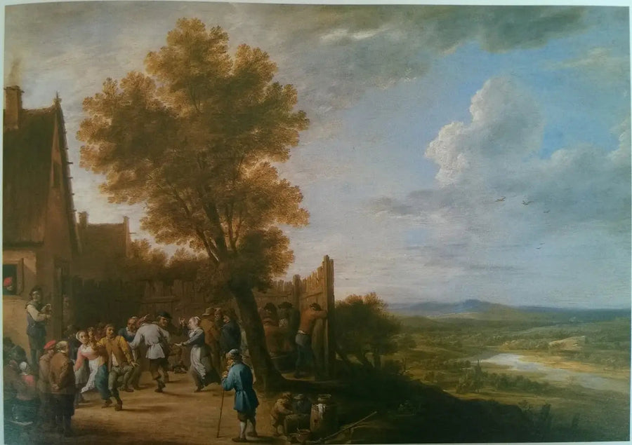 Kylän tanssi joen näkymällä - David Teniers nuorempi