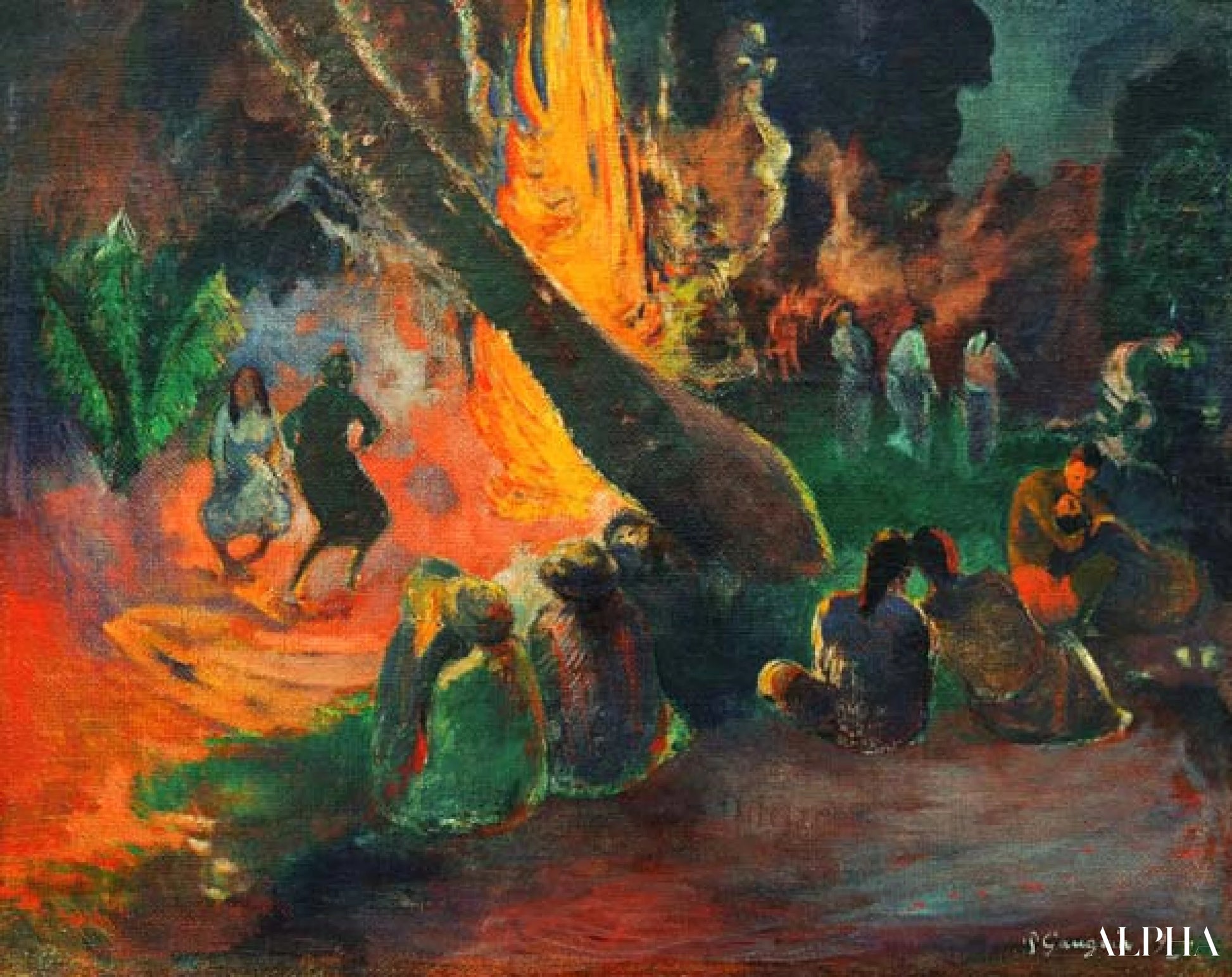 Tahiitilainen tanssi - Paul Gauguin - Korkealaatuiset taulujen ja maalauksien reproduktiot