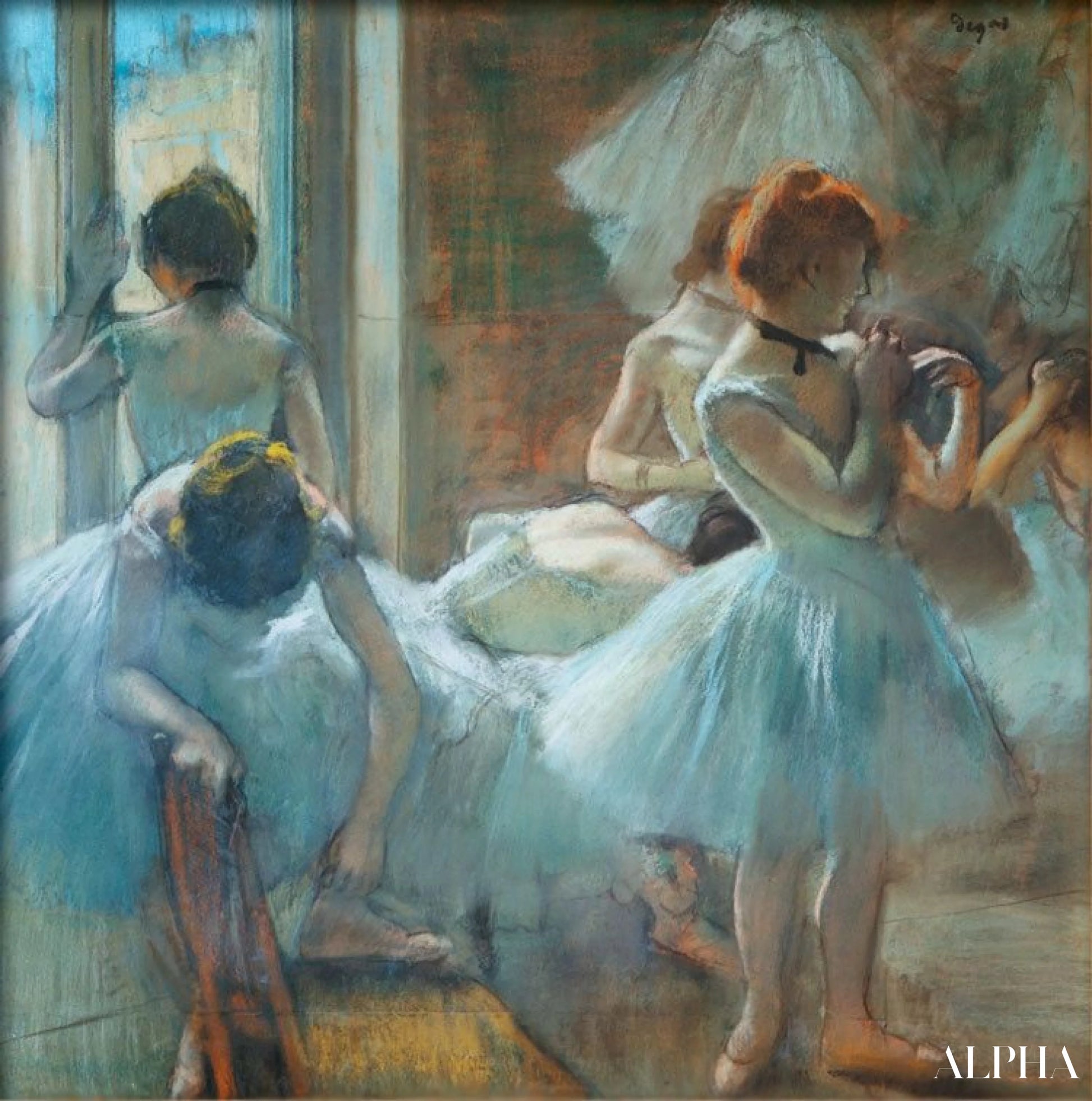 Siniset tanssijat välinä - Edgar Degas - Korkealaatuiset taulujen ja maalauksien reproduktiot