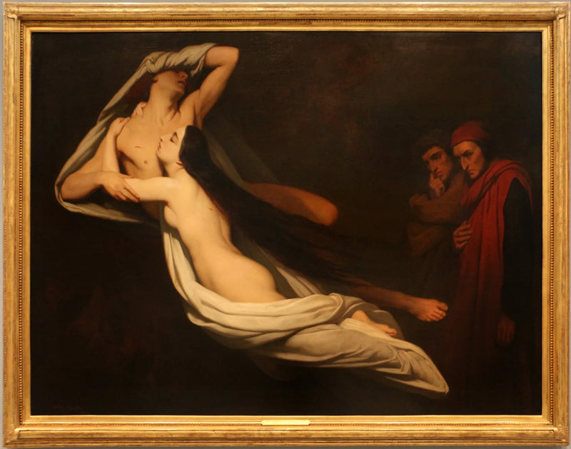 Dante ja Virgilius kohtaavat Francesca da Riminin ja Paolo Malatestan varjot helvetissä - Ary Scheffer