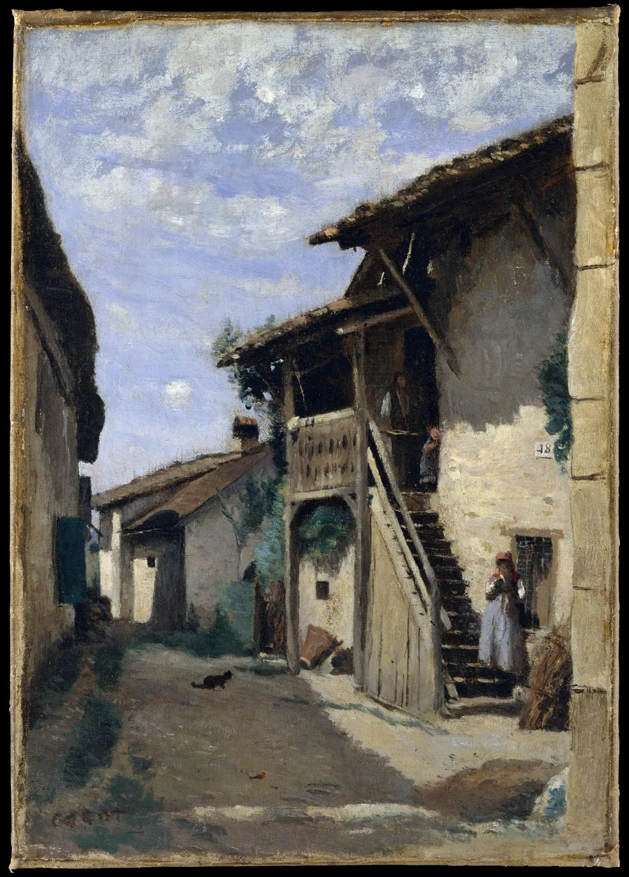 Dardagny (Genèvessä lähellä), kylän katu - Jean-Baptiste Camille Corot