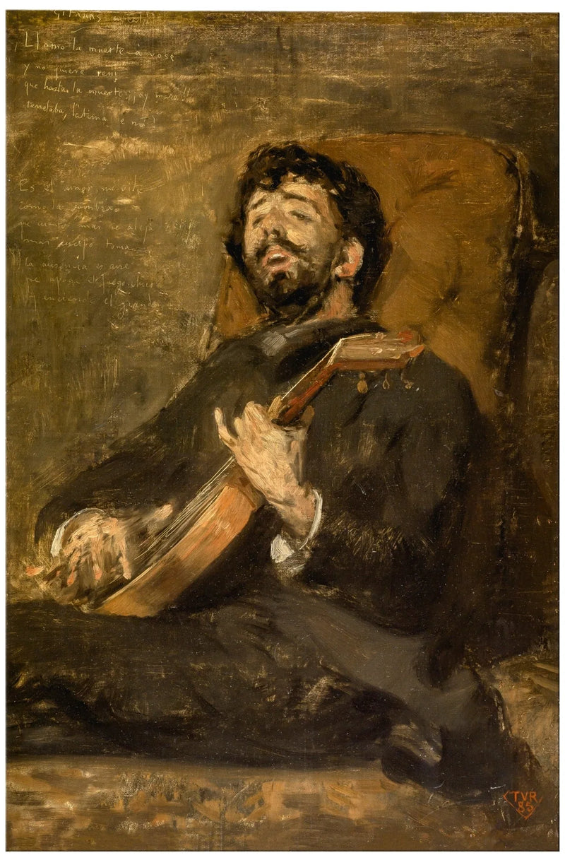 Darío de Regoyos soittamassa kitaraa - Théodore van Rysselberghe