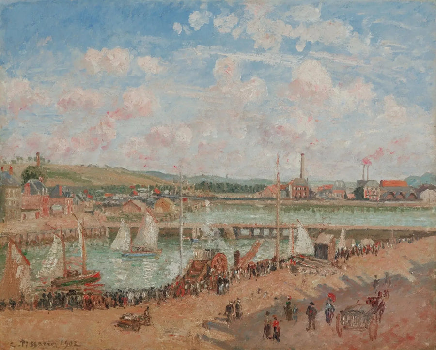Kalastuslautta, Dieppe, aamu, harmaa sää - Camille Pissarro
