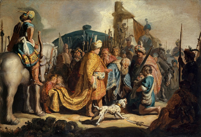 David esittelee Goljatin päät kuningas Saulin edessä - Rembrandt
