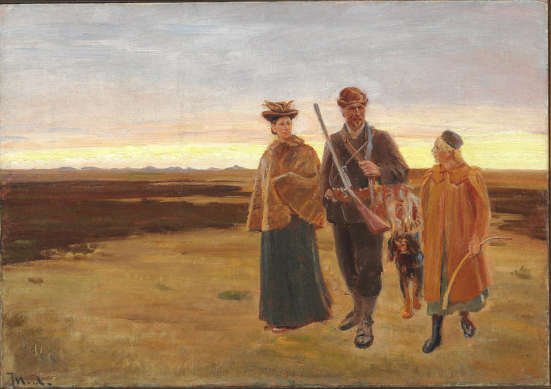 Takaisin metsästyksestä. Opiskelua. -Michael Peter Ancher