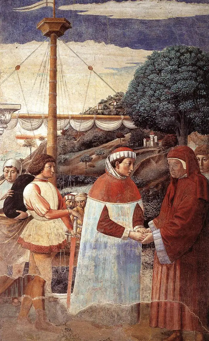 Lähdössä Ostian satamaan (kohtaus 5, itäseinä) - Benozzo Gozzoli