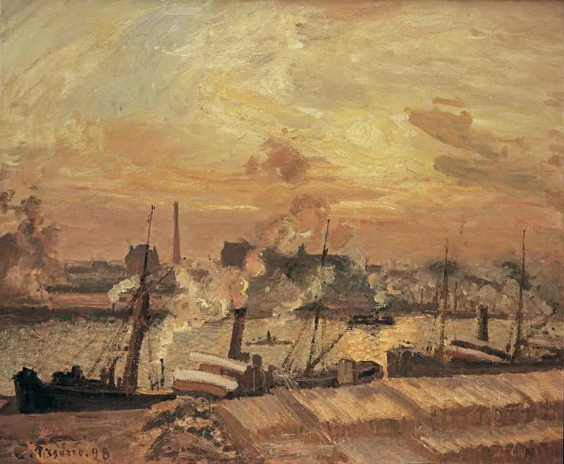Puun purkaminen, Bourse-laituri, auringonlasku - Camille Pissarro