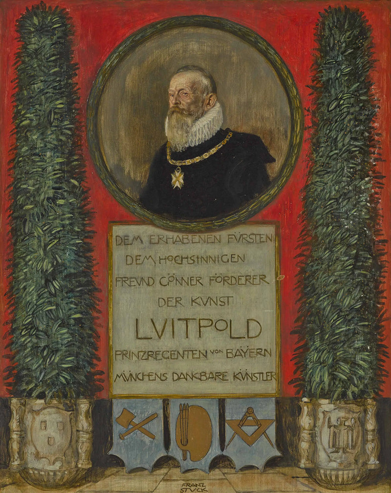 Müncheniläisten taiteilijoiden omistuskirjoitus Baijerin regentti Luitpoldille - Franz Von Stuck