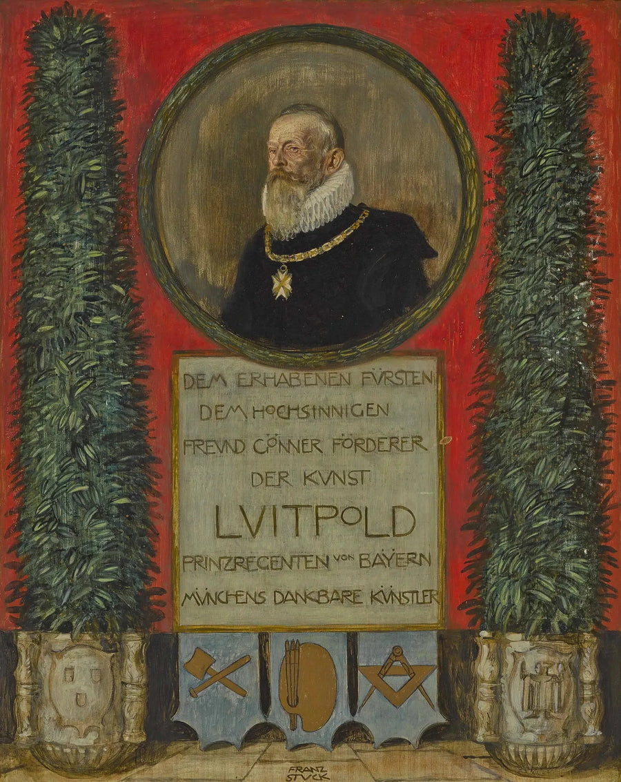 Müncheniläisten taiteilijoiden omistuskirjoitus Baijerin regentti Luitpoldille - Franz Von Stuck
