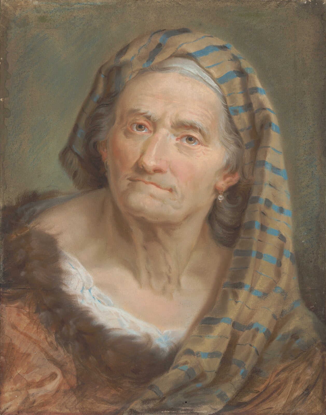 An Elderly Woman in a Striped Shawl, Giuseppe Nogari, c. 1743 — pastel, National Gallery of Art