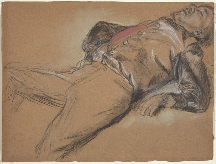 Fallen Jockey (study for "Scene from the Steeplechase: The Fallen Jockey"), Edgar Degas, c. 1866 — pastel, National Gallery of Art
