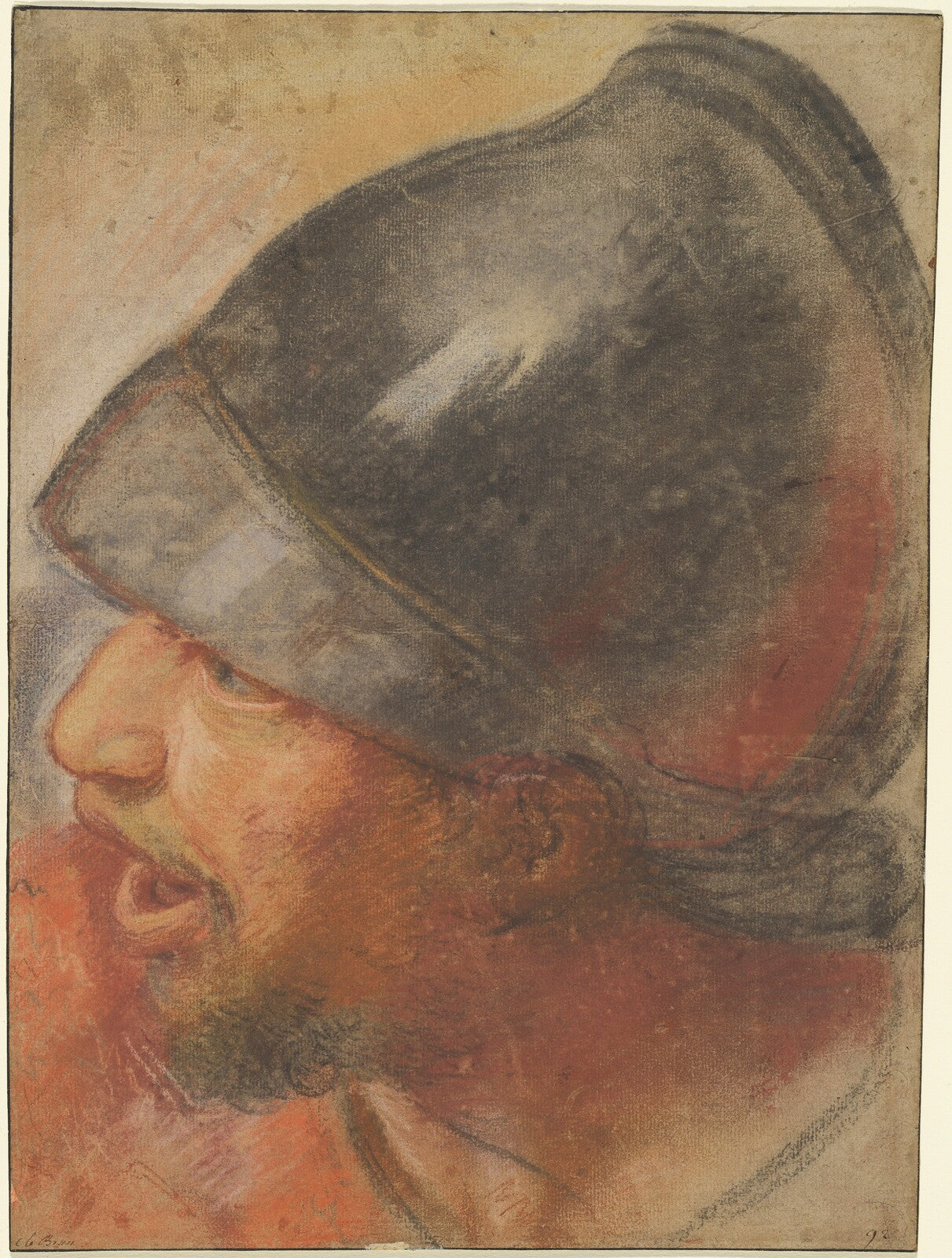 Head of a Macedonian Soldier, Atelier Assistant of Charles Le Brun, c. 1668 — pastel, National Gallery of Art