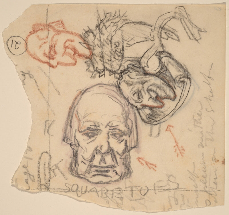 Self-Portrait: Caricatures - Elihu Vedder