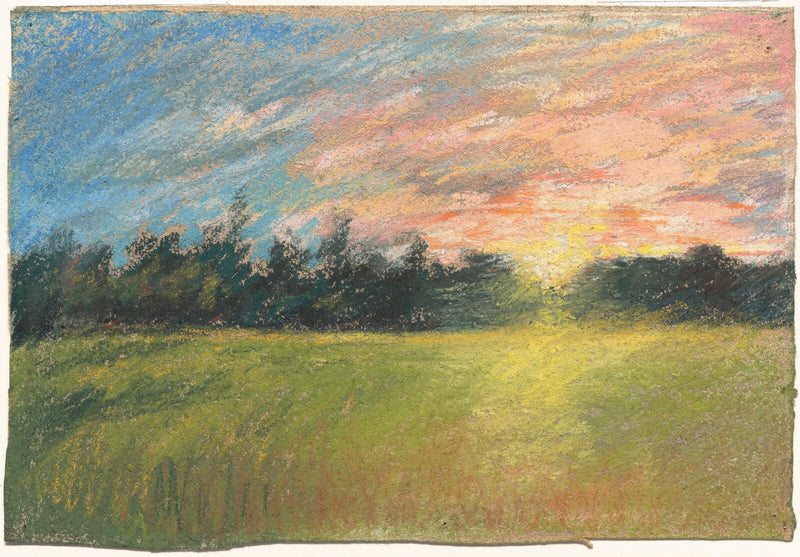 A Meadow at Sunset - Paul Huet