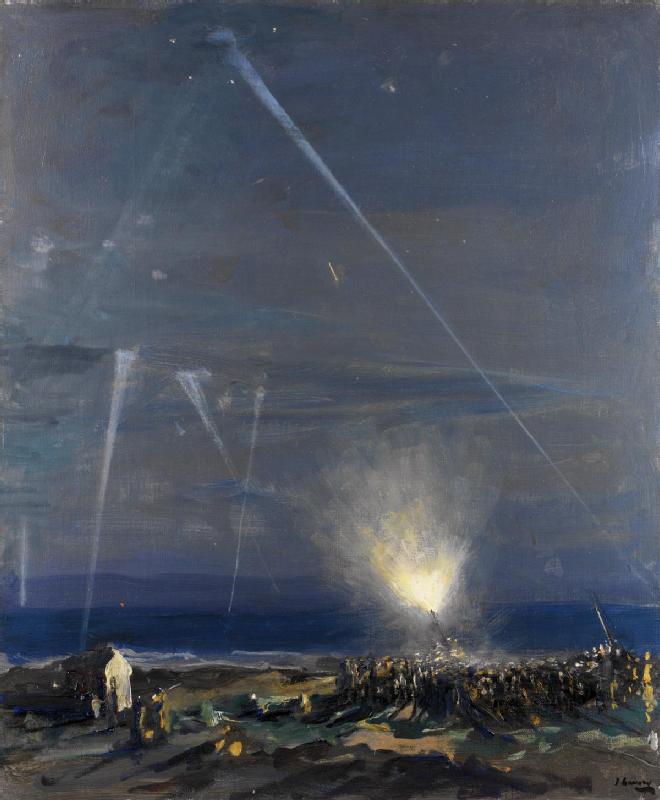 Rannikkopuolustus: 18-kiloinen ilmatorjuntatykki, Tyneside - John Lavery