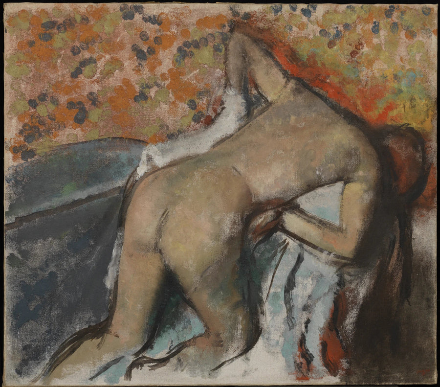 Kylvyn jälkeen, nainen pyyhkii itseään - Edgar Degas