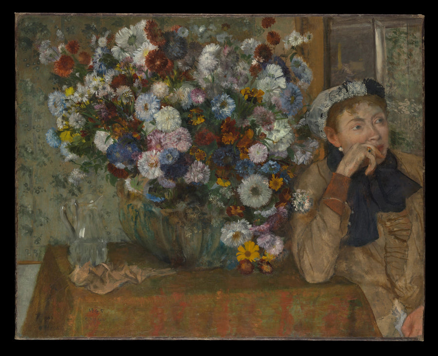 Femme assise près d’un vase de fleurs, 1865 – Edgar Degas