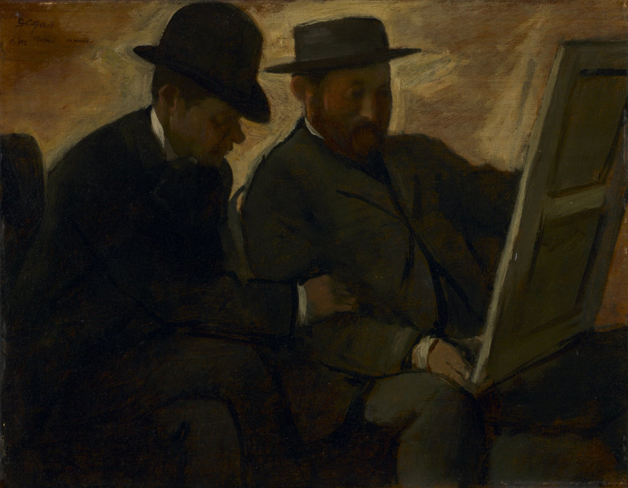 Paul Lafond ja Alphonse Cherfils tarkastelevat maalausta - Edgar Degas