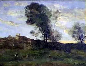 Viimeiset auringonsäteet - Jean-Baptiste Camille Corot