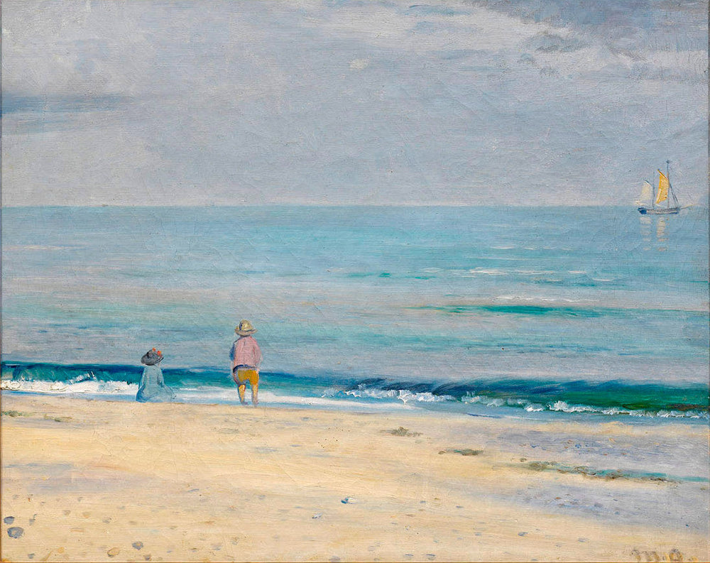 Des enfants sur la plage. - Michael Peter Ancher image 1 reproduction de peinture à l’huile