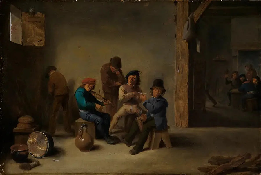 Maatilalliset juomassa ja tupakoimassa pubissa - David Teniers nuorempi