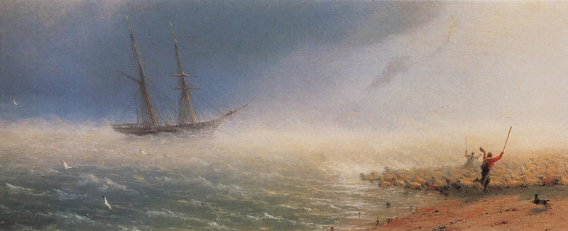Laamat myrskyn ajamina meressä. - Ivan Aïvazovski