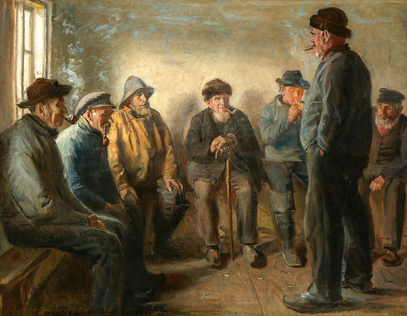 Kalastajia Bründumin kaupassa. - Michael Peter Ancher