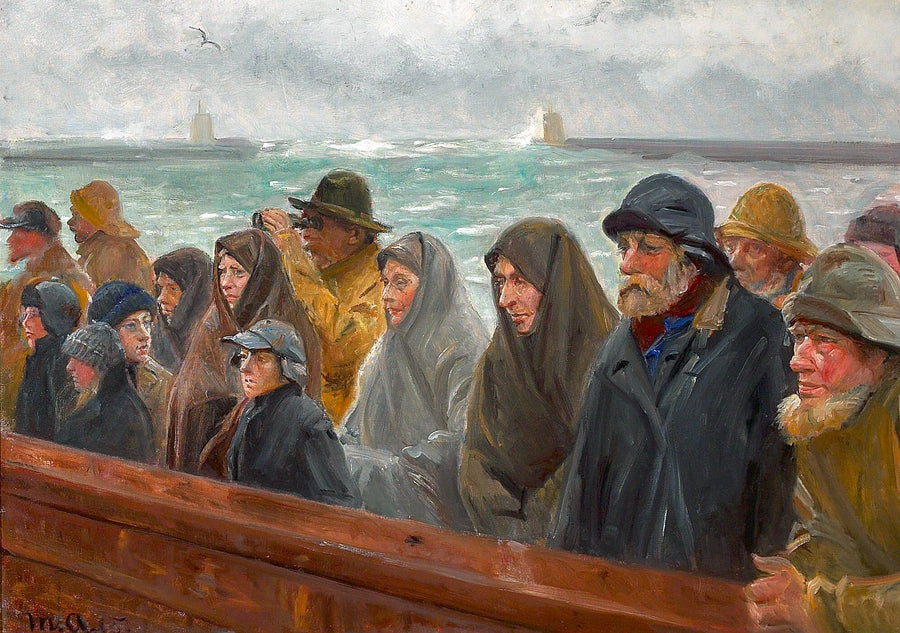 Kalastajia ja heidän perheitään laiturilla Skagenissa. - Michael Peter Ancher