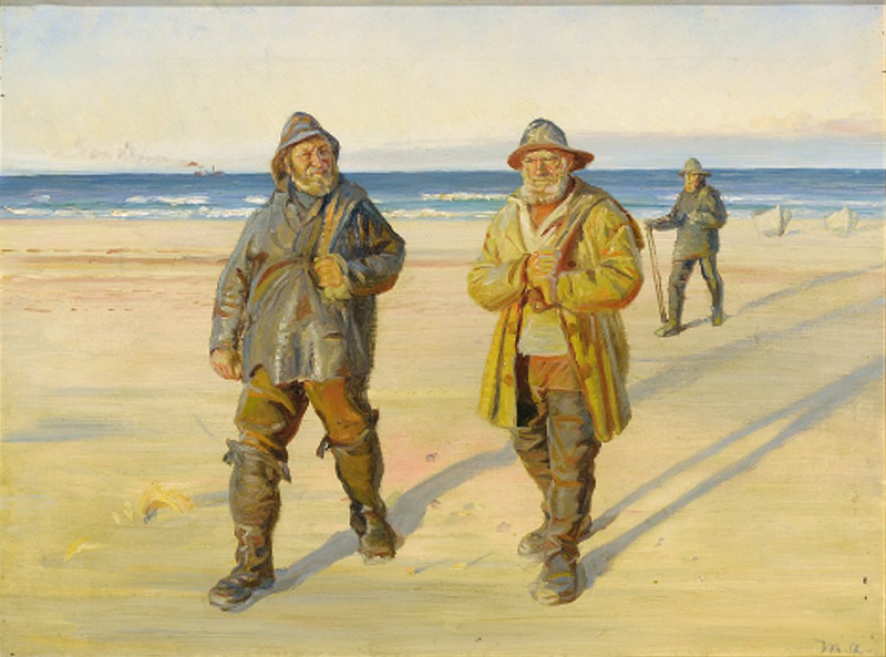 Kalastajia palaamassa Skagenin pohjoisrannalta. -Michael Peter Ancher