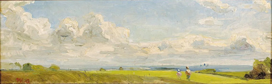 Ihmisiä kävelemässä kesämaisemassa. - Michael Peter Ancher