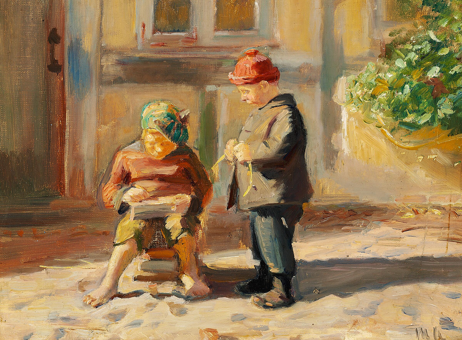 Pienet pojat leikkivät. - Michael Peter Ancher
