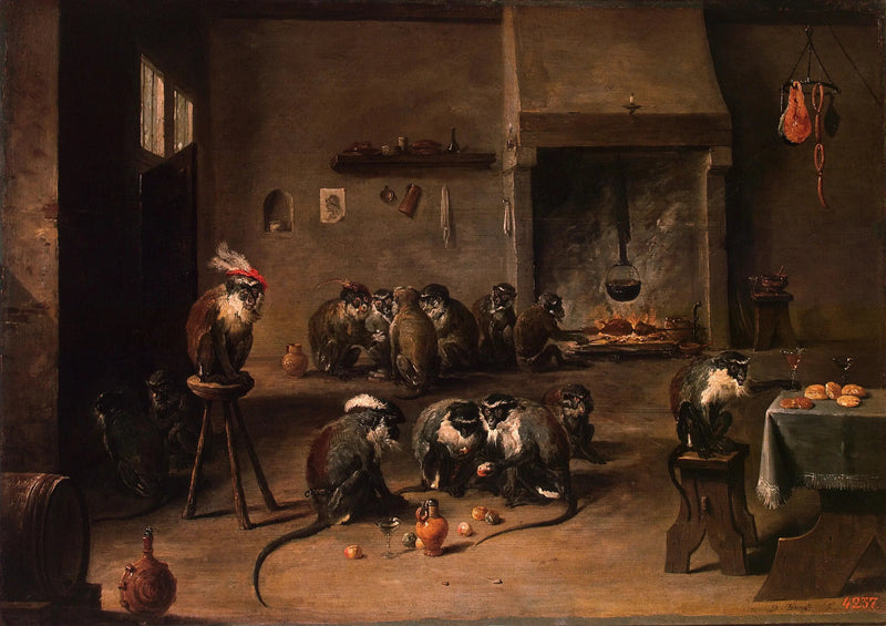 Kissoja keittiössä - David Teniers nuorempi