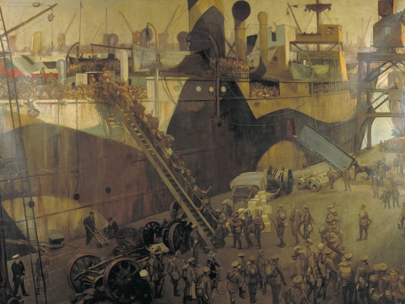 Joukot nousevat Southamptonista länsirintamalle - John Lavery