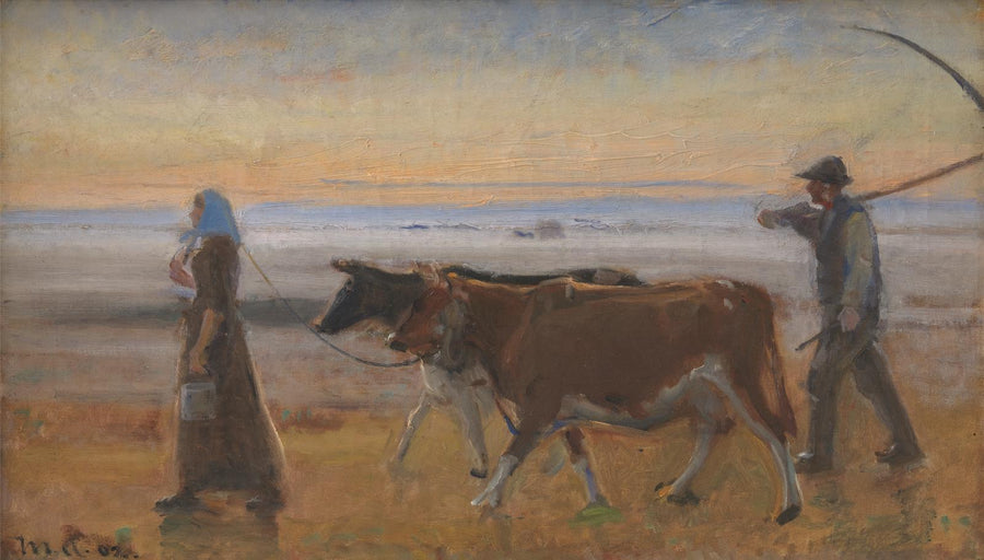 Lehmiä ajetaan nummen poikki - Michael Peter Ancher
