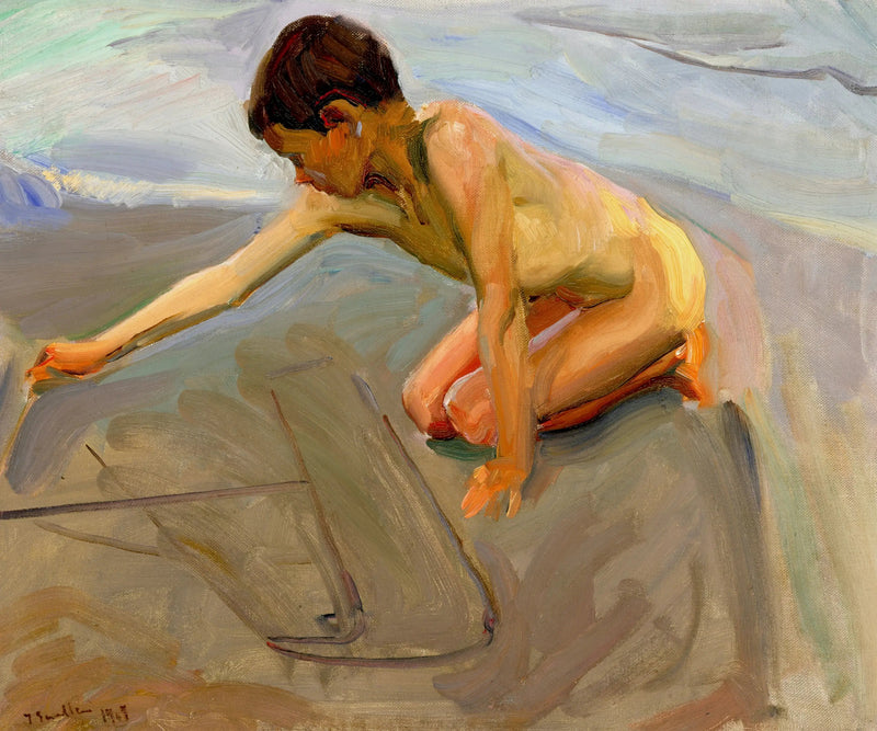 Piirtäminen hiekkaan - Joaquín Sorolla