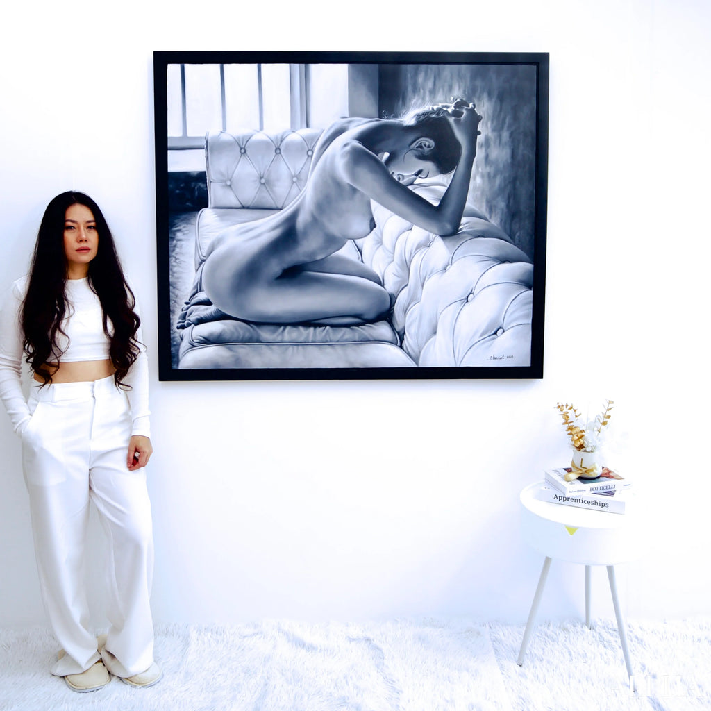 Relaxation on the sofa - Chawat | 120 x 100 cm Reproductions de tableaux à la peinture à l’huile