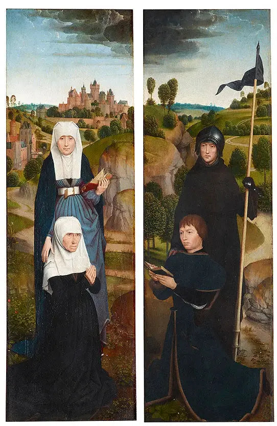 Kaksi siipeä triptyykissä, joissa lahjoittajien muotokuvat - Hans Memling
