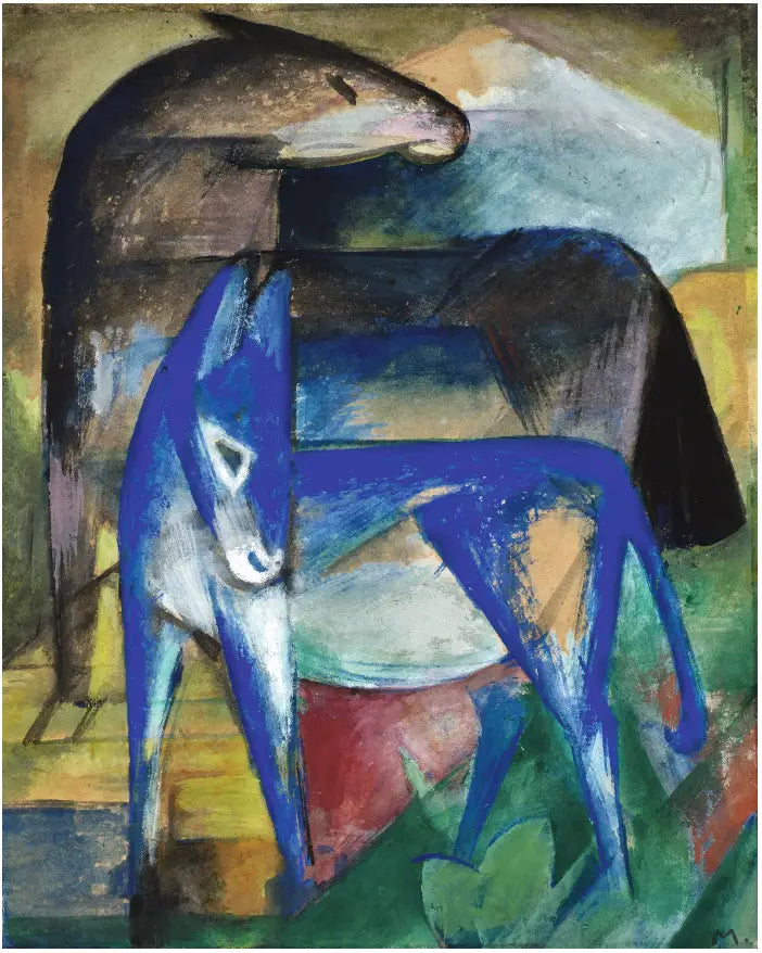 Kaksi sinistä aasia - Franz Marc