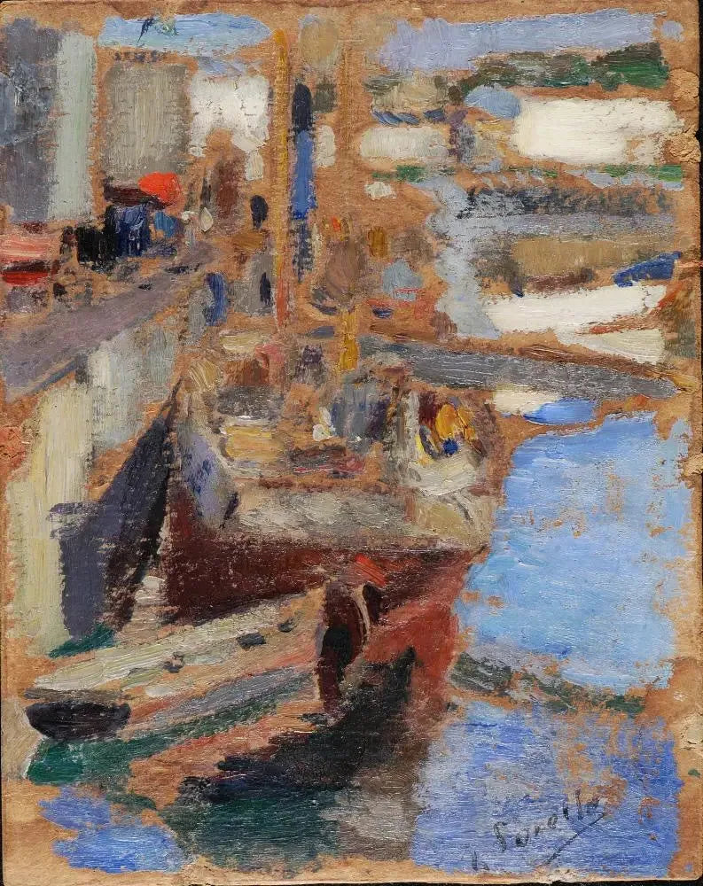Kaksi venettä laiturilla - Joaquín Sorolla