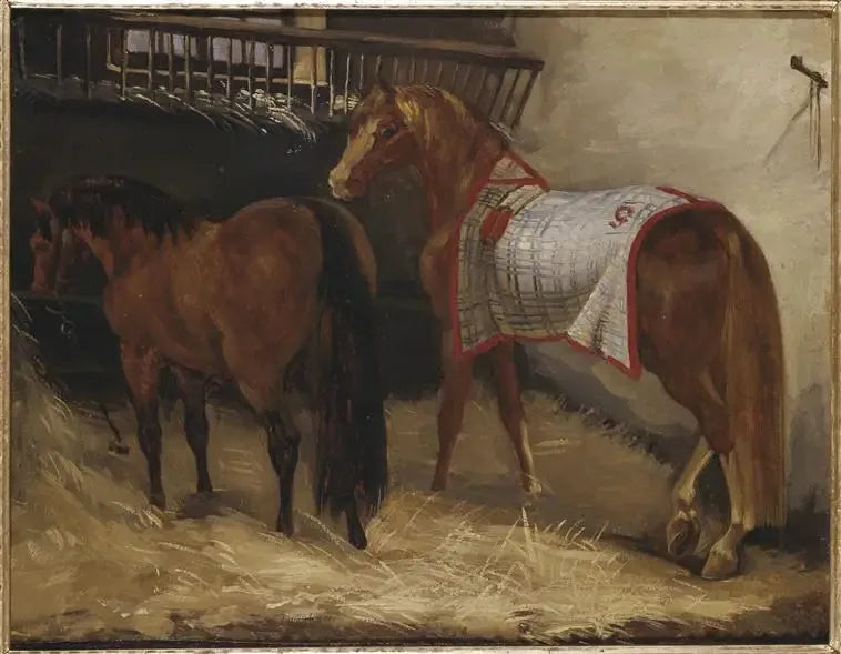 Kaksi hevosta tallissa - Théodore Géricault