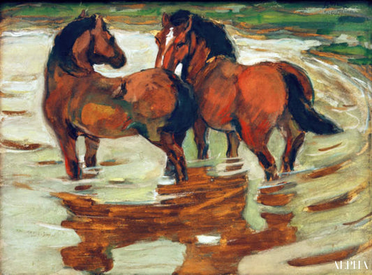 Deux chevaux dans la surabondance - Franz Marc - Reproductions de tableaux et peintures haut de gamme