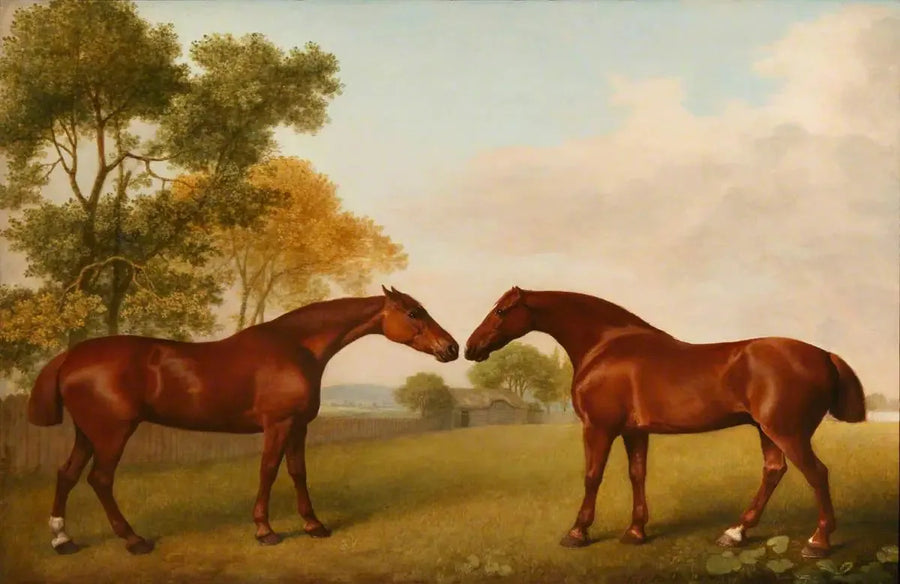 Kaksi hevosta tarhassa - George Stubbs