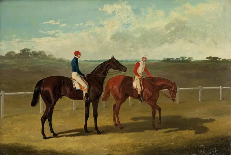 Kaksi kilpa-ajoponyä – « Charles XII » ja « Euclide » – heidän ratsastajineen - John Frederick Herring, Sr.